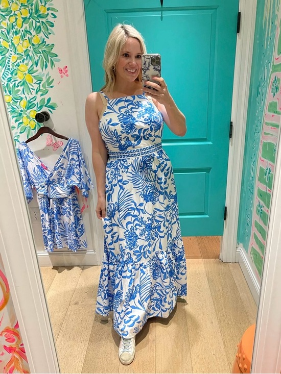 Lilly Pulitzer Dresses & Skirts - Lilly Pulitzer Charlese Resort White Glisten In The Sun Cotton Halter Maxi Dress